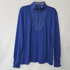 Cutter & Buck CB DryTec Luxe Women's Blue Long Sleeve 1/4 Zip Golf Polo Shirt XL